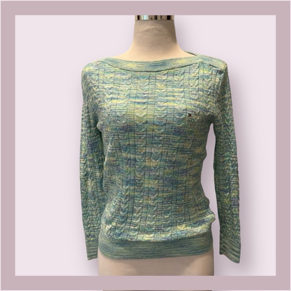 Tommy Hilfiger Pastel Blue and Green Sweater - Picture 1 of 5